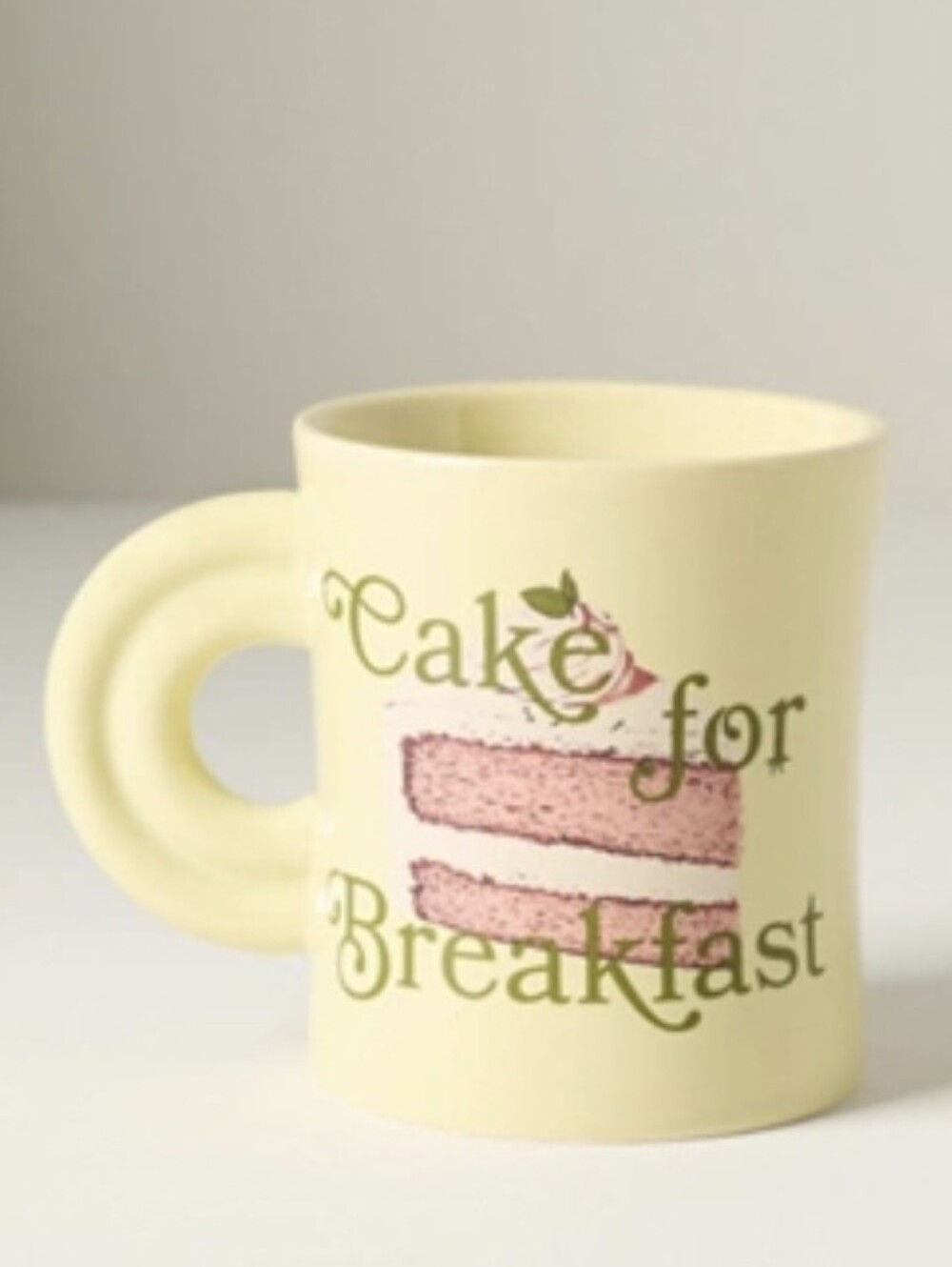 NWT Cake for Breakfast Yellow Ceramic Mug